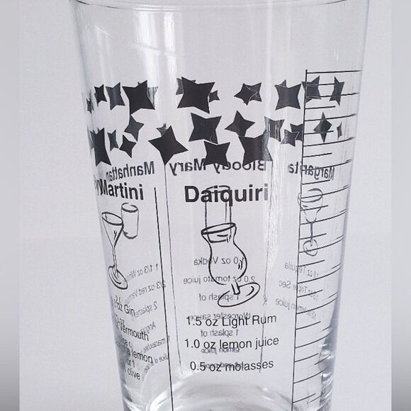 VINTAGE Federal Cocktail Drink Recipe Glass with 5 Recipes Black Print - 6” Tall - Picture 11 of 11